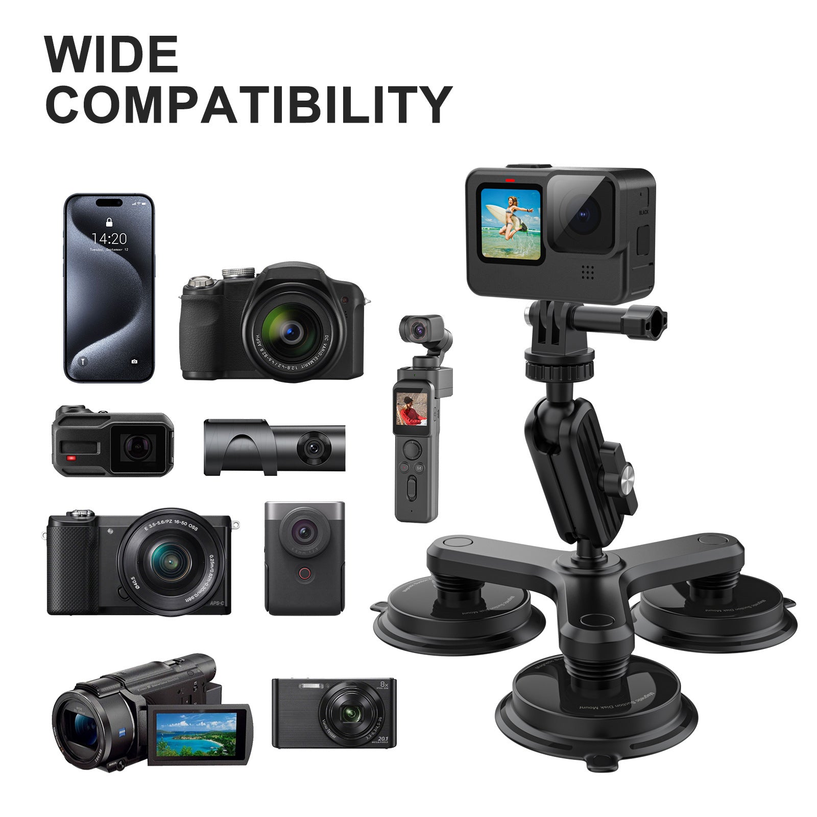 K03-3 Triple Magnetic Base Camera Magnetic Holder Mount with 360 Degree Rotating Ball Head K03-3 Triple Magnetic Base Camera Magnetic Holder Mount with 360 Degree Rotating Ball Head